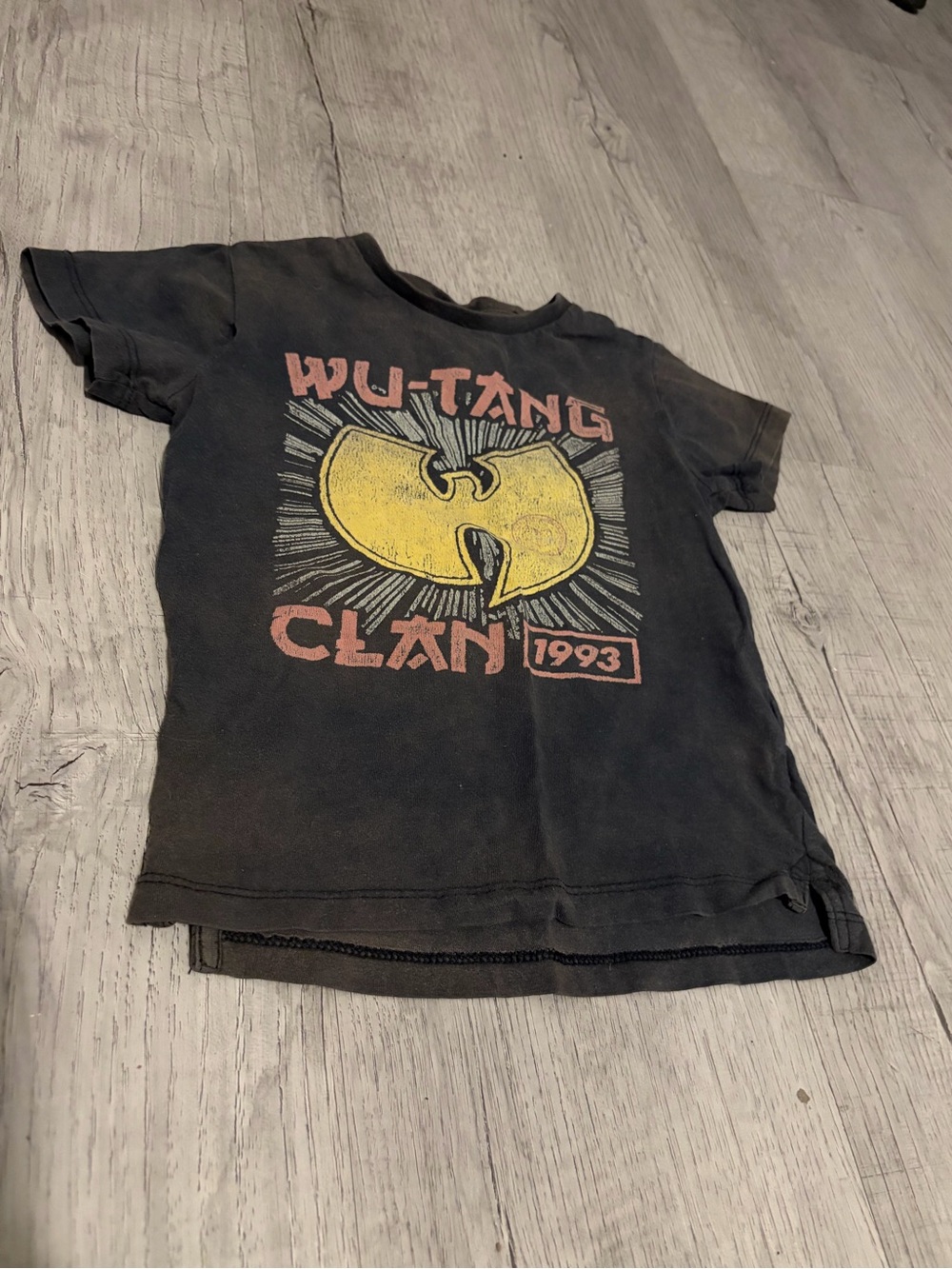 Cotton On Black Kids Wu-Tang Clan Graphic Tee with Yellow Emblem